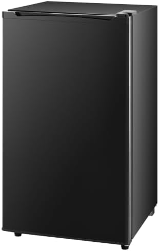 DUMOS 3.2 Cu.Ft Mini Fridge with Freezer, Single Door Refrigerator with Adjustable Thermostat, Compact Small Fridge for Bedroom, Office, Dorm, Black, Single Door by DumosLifestyle