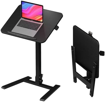alawooder 25" Mobile Folding Desk: Pneumatic Sit-Stand, No Assembly by ALAWOODER
