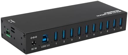 Kingwin Industrial USB 3.0 Hub 10-Port, Heavy-Duty Metal Mountable USB Hub with Power Adapter, 5Gbps SuperSpeed Powered USB Splitter for PC, Laptop, Mac, POS Systems & Factory Automation - Image 7