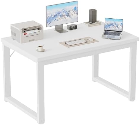 Mericonia 40 Inch Computer Desk, 1.2" Thick Small Office Table, White by MERICONIA
