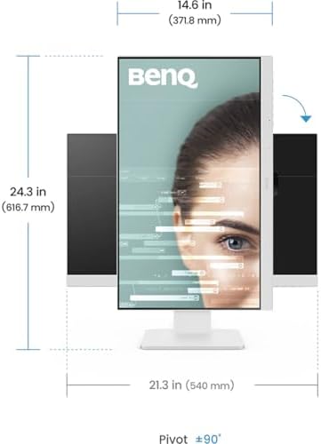 BenQ GW2486TC Office USB hub Monitor 24" 1080p | Coding Mode | IPS | Eye-Care Tech | Adaptive Brightness | Height Adjustable | White Monitor | Noice-Cancelling Mic | Daisy Chain | USB-C - Image 3
