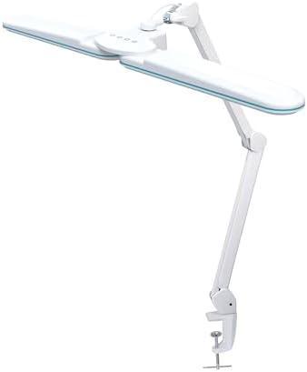 Neatfi Elite HD XL LED Desk Lamp | 3 Light Modes | Non-Polar Dimming | 17 Inches Wide | Eye-Caring Desk Light for Home Office, Drafting, Beauty Shop, Workbench (Blue Ring, CCT with Clamp) by Neatfi