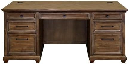 Martin Furniture 68.5" W Wood Office Desk Executive Desk in Brown - Image 3