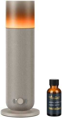 Waterless Diffuser with Fabric-Wrapped Design, OliveTech Cold Air Scent Diffusers for Home & Office, Hotel Collection Diffuser, Adjustable Intensity, Ambient Light, 1 x 30ml Essential Oil Included by OliveTech