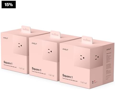 Avolt Square 1 New Pink Power Strip Cube, 5.9ft, 3 Outlets, 2 USB-C - Image 2