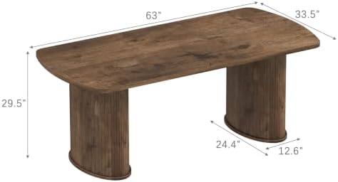 NSdirect Large Office Desk, 63" Oval Computer Desk for Home Office, Multi Purpose Executive Work Table, Farmhouse Writing Desk for Living Room (Walnut) - Image 2