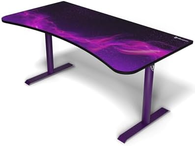 Arozzi Arena Special Edition Ultrawide Curved Gaming and Office Desk with Full Surface Water Resistant Desk Mat Custom Monitor Mount Cable Management Cut Outs - Purple Galaxy by Arozzi