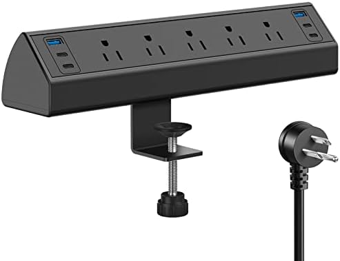 Jgstkcity Desk Clamp Power Strip USB C,40W Total Fast Charging Station,4 PD 20W USB C Ports,Desk Edge Mount Surge Protector,5 Outlets,Fit 1.96" Tabletop Edge,ETL Listed (Pack of 15) by Jgstkcity