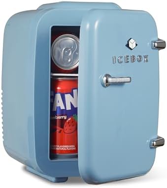 IceBox 4-Liter Mini Fridge Cooler/Warmer, IBMF4SLT, Slate Blue by ICEBOX