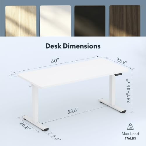 FLEXISPOT 60"x24" Electric Standing Desk, White - Image 2
