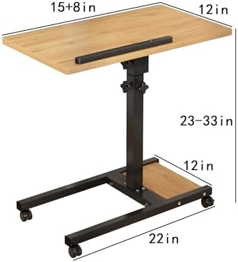TigerDad Mobile Adjustable Height Laptop Stand PC Computer Portable Notebook Swivel Laptop Desk Rolling Table Desk Cart Tiltable with Wheels Casters& Mouse Pad Table (Wood) - Image 5