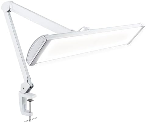 Neatfi Ultra 3,500 Lumens LED Desk Lamp with Clamp – 45W, 270 SMD LEDs, Shadow-Free | Adjustable Brightness | Task Light for Nail Tech, Crafts, Reading, Office & Workbench (White, 26-Inch Wide Shade) by Neatfi