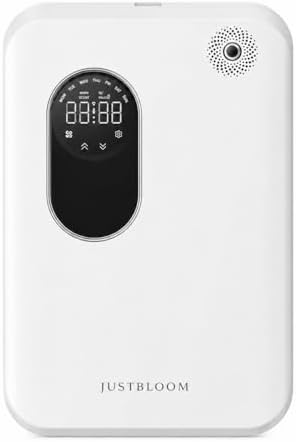 JUSTBLOOM Wall-Mounted Waterless Scent Diffuser, Smart Aroma Diffuser with LED Display, Touch Control, Timer Settings, Quiet Operation for Home, Office & Commercial Spaces, White by Unknown