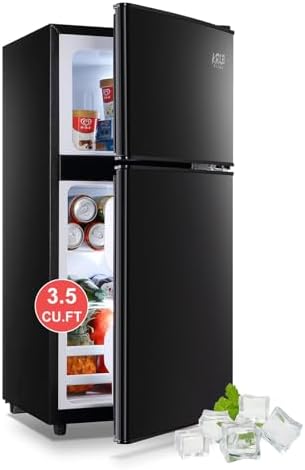 Refrigerator with Freezer 3.5 Cu.Ft Top-Freezer Compact Refrigerator Black by KRIBBLING