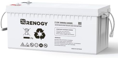 Renogy 12 Volt 200Ah Deep Cycle AGM Battery, Lead Acid Solar Battery by RenogySolar