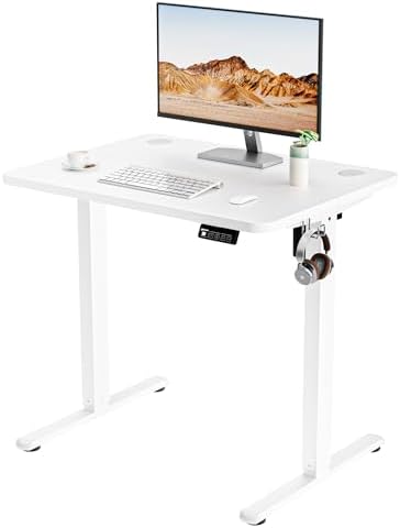 Small Standing Desk, 32"x24" Height Adjustable Sit-Stand Home Office, White by ERGOMAKER