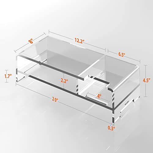 BEYGORM Acrylic Monitor Stand for Full Keyboard, 20" Wide 2-Tier - Image 2