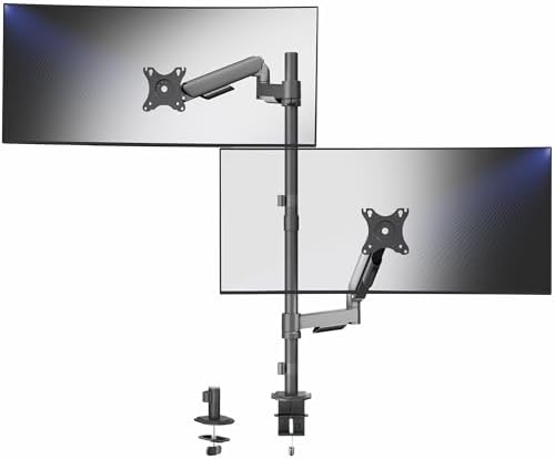 VIVO Dual Monitor Arm Extra Tall Mount for Screens up to 32 inches, Mechanical Height Adjustment, Full Articulating Heavy Duty VESA Stand with Desk C-clamp and Grommet, STAND-V012K by VIVO