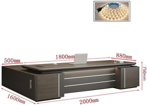 Executive Office Desk with Storage Cabinet,Modern l Shaped Executive Desk,50MM Thick Desktop for CEO Office, Reception & Commercial Workspace - Image 2