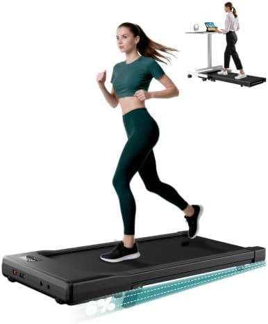 DeerRun Under Desk Walking Pad Treadmill for Home Office & Small Spaces, 6% Manual Incline, 0.6–3.8 MPH Walking Speed, 2.5 HP, 300 lb Capacity, App & Remote Control by DeerRun