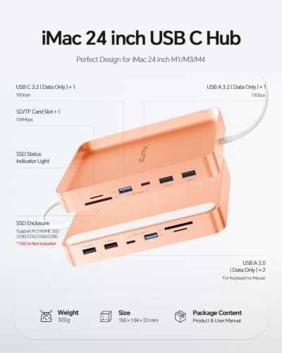 USB C HUB for iMac 24 inch M1/M3/M4 with M.2 NVMe 4TB SSD Enclosure - Image 2