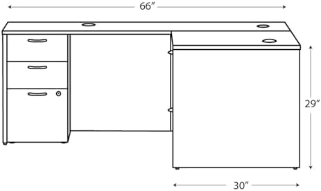 HON MOD L-Desk with Dual Pedestals, Home Office L Shape Executive Desk with Drawers, 66" W x 72" D, Mahogany - Image 3