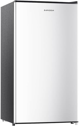 BANGSON Mini Fridge with Freezer 3.2 Cu.Ft for Bedroom and Office Silver by LiveFreshLiveUnrushed