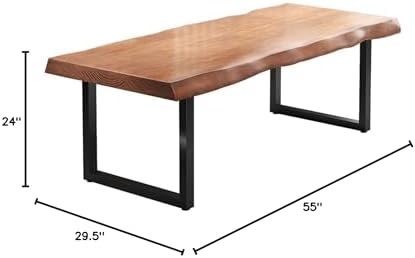 Stylish Solid Wood Office Desk with Sturdy Metal Base - Durable Multi-Size Executive Computer & Dining Table - Perfect for Home Office & Work Environments (Brown, 63 in) - Image 2