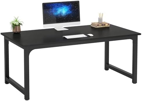 Tribesigns Modern Computer Desk, 63 x 31.5 inch Large Office Desk Computer Table Study Writing Desk Workstation for Home Office, Black by Tribesigns