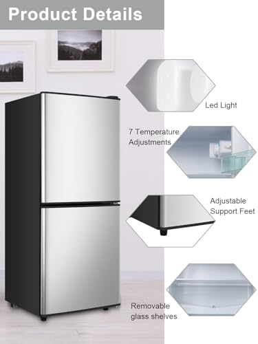 Refrigerator with Freezer 4.0 Cu.Ft Bottom Freezer 2 Door Fridge Silver - Image 4