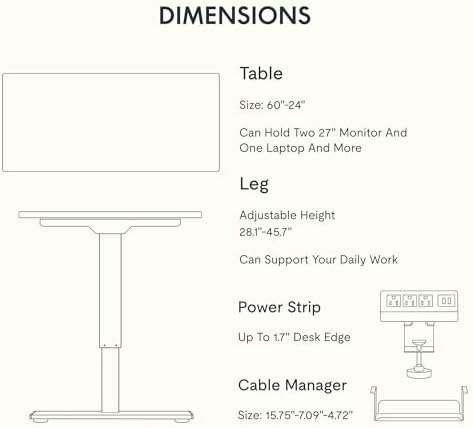 FLEXISPOT EN2 60"x24" Standing Desk with Power Strip Bundle, White - Image 6