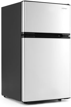 COSTWAY 3.2 Cu.Ft. Mini Fridge with Freezer, 2 Door for Office Bedroom Dorm by COSTWAY