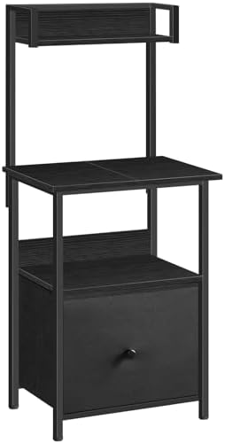 MAHANCRIS Printer Table with Storage, Home Printer Stand with File Cabinet, Fits A4/Letter Size Files, Printer Cabinet with Large Tabletop, Display Shelf, for Home Office, Black PTBK3501 by MAHANCRIS