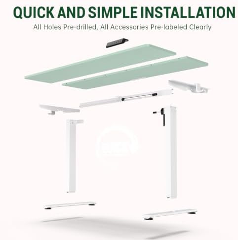 Veken 55 Inch Large Electric Standing Desk, Gaming Table, Green - Image 4