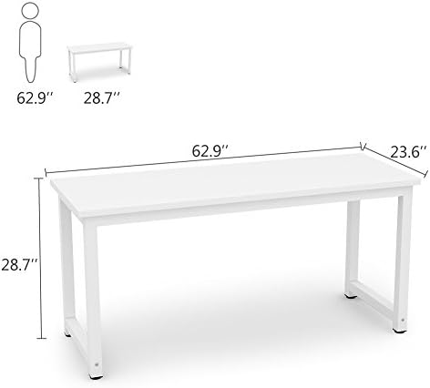 Tribesigns Computer Desk, 63 inch Large Office Desk Computer Table Study Writing Desk for Home Office, White - Image 6