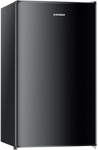 BANGSON Mini Fridge with Freezer, 3.2Cu.Ft, Single Door Small Refrigerator, Energy-efficient, Low Noise, Mini fridge for Bedroom Dorm and Office, Black by LiveFreshLiveUnrushed