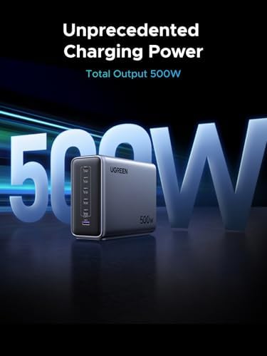 UGREEN Nexode 500W GaN Charging Station, 6-Port USB-C & USB-A with 240W Single Port, Smart Temperature Control & Space-Saving Design for iPhone 17/16/15, Galaxy S25/S24, MacBook Pro/Air, iPad, Laptops - Image 2