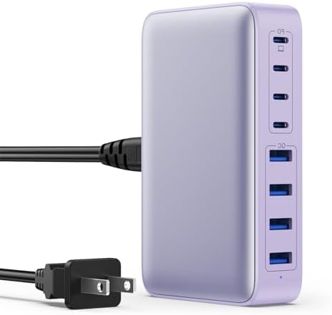 USB C Charger 515W USB C Charger Block GaN III 8-Port Fast Charging Station PD 65W Laptop Charger Adapter Compatible with MacBook Pro/Air,DELL,HP Surface,iPhone 15/14/13,Galaxy S23/22 (Purple) by GKUTW