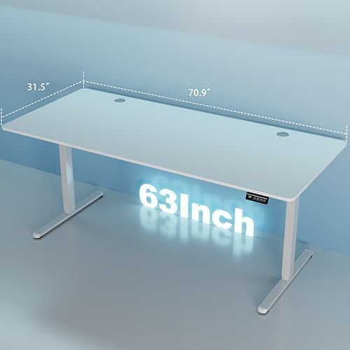 Shintenchi Standing Desk, 71x31 Inch Height Adjustable Electric Sit Stand up Desk, Ergonomic Rising Computer Table, Modern Lift Gaming Desk Workstation for Home Office, White - Image 2