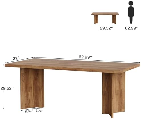Tribesigns 63-inch Executive Desk, Vintage Home Office Computer Desk with Large Tabletop, Farmhouse Wood Writing Conference Table Workstation for Office, Study, Walnut Brown - Image 2