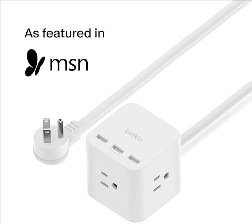 Belkin 6-Outlet Power Cube w/ 3 AC Outlets, 3 USB-A Ports, & 5ft Sturdy Extension Cord - Convenient Compact Cube for Home, Office, Travel, Desktop, & Phone Charger - 4.5 Amps - Image 2