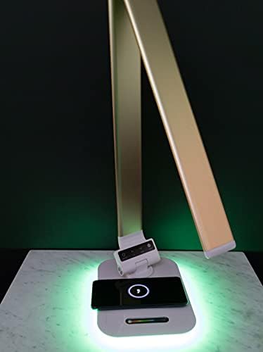 Desk Lamp with RGB Accent Light Wireless Charger USB Port Dimmable Light Controls (Rose Gold) - Image 4