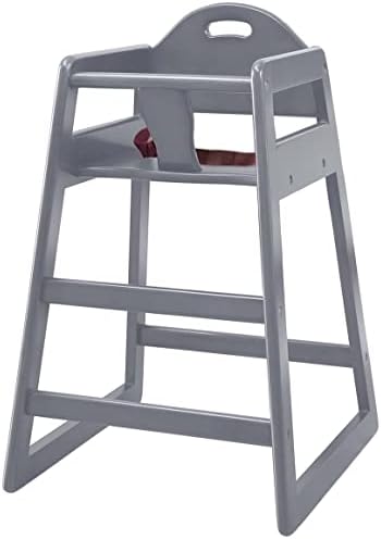 Wooden High Chair for Baby & Toddler – Restaurant-Style Stackable HighChair with Commercial Grade Solid Wood for Dining Table & Kitchen – Compact & Portable Design for Home & Restaurant Use - Gray by LA+Baby+