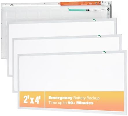 4 Pack 2x4 LED Flat Panel Light with Emergency Battery Backup by VocgoUULighting