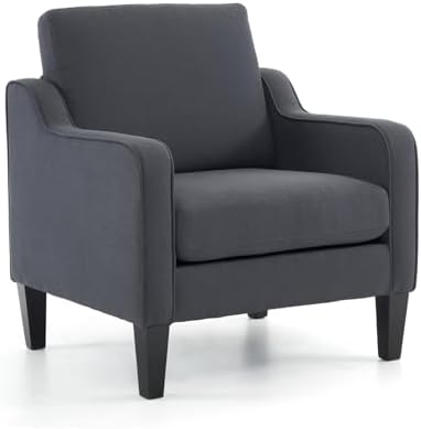 VINGLI Accent Chair, Linen Fabric Dark Grey Armchair for Living Room by VINGLI