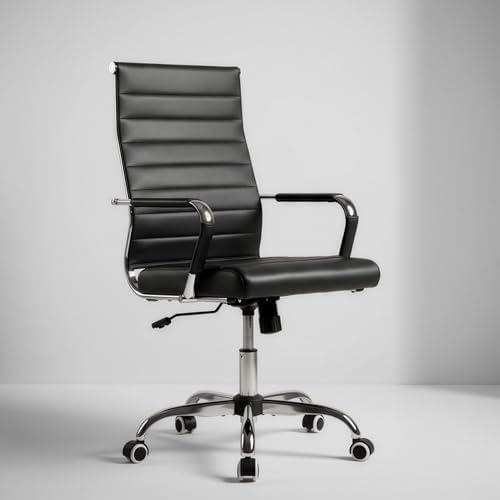 Okeysen Office Desk Chair, Ergonomic Leather Modern Conference Room Chairs, Executive Ribbed Adjustable Swivel Rolling Chair for Home Office. by Okeysen