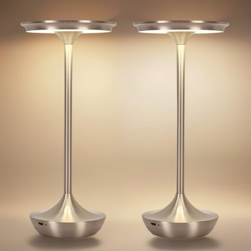 2 Pack LED Rechargeable Cordless Table Lamps, Silver by XIHCordlessTableLamp