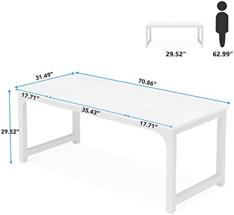 Tribesigns 70.8”Executive Desk, Large Office Computer Desk with Thicken Frame, Modern Simple Workstation Business Furniture for Home Office, White - Image 2