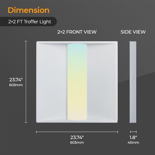 2x2FT LED Troffer Light with Emergency Backup Battery, ETL 4PK - Image 3