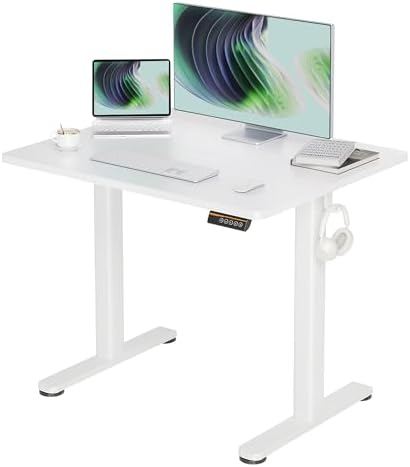 Claiks Electric Height Adjustable Standing Desk, 35x20 Inch, White by CLAIKS